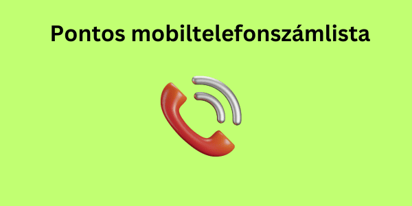 Pontos mobiltelefonszámlista